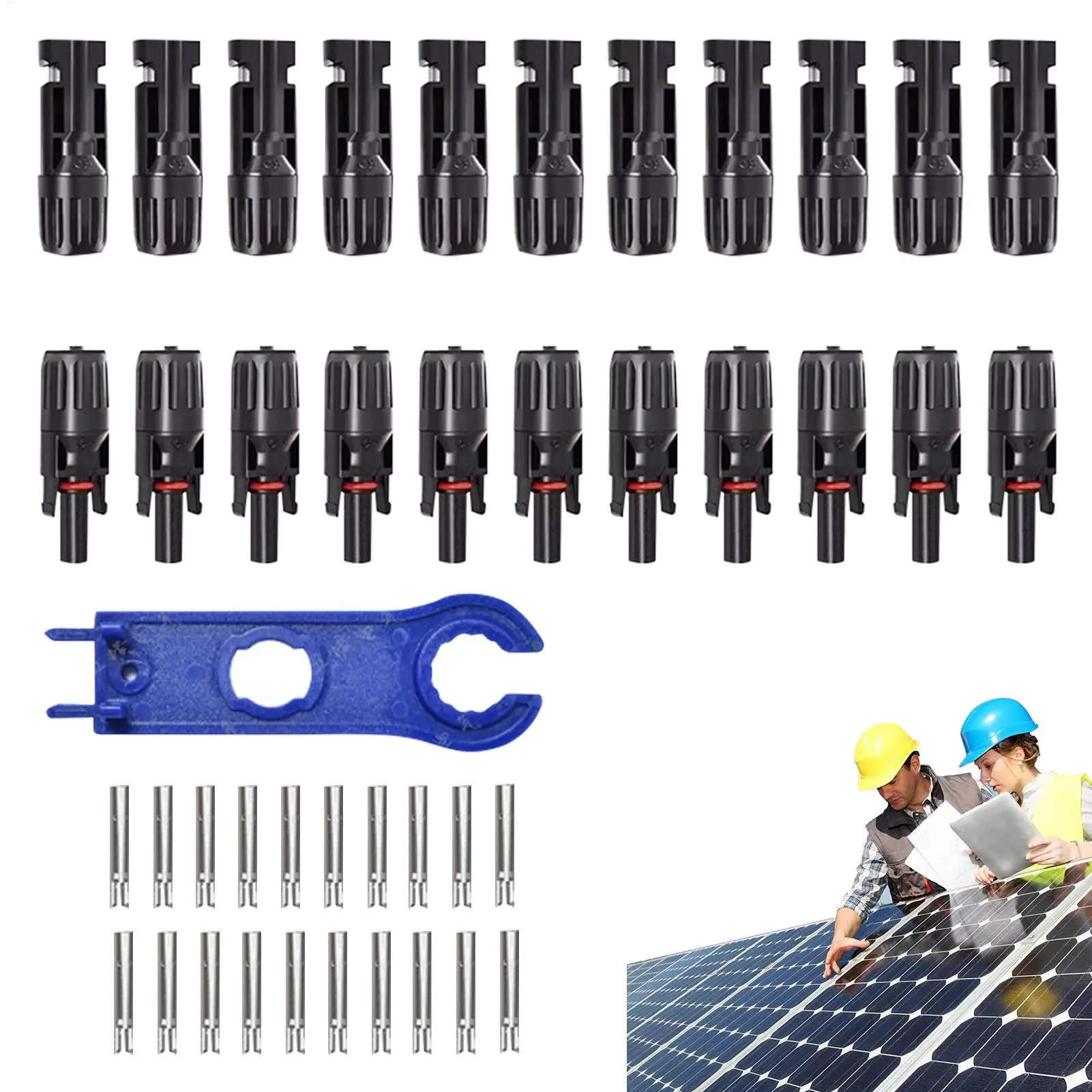 10-pair Solar Connectors Male Female Wiring Kit Crimping Tools Spanner Solar Panel Adapter Connectors for Home RV Power Station