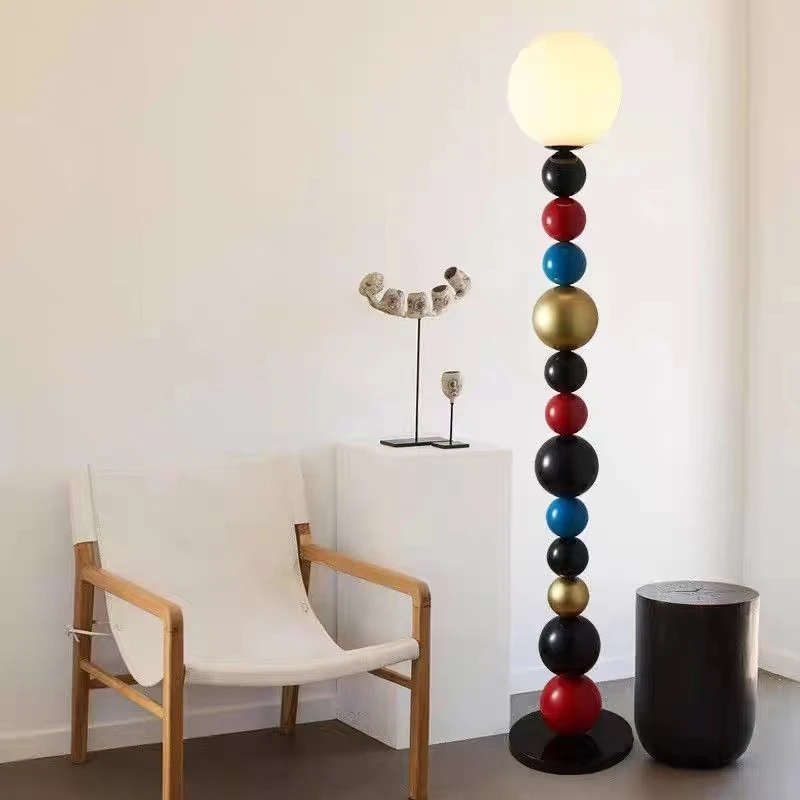 Colorful Beaded Floor Lamps Modern Round Ball Glass Shade Design Living Room Sofa Standing Lights Bedroom Night Desk Lamp