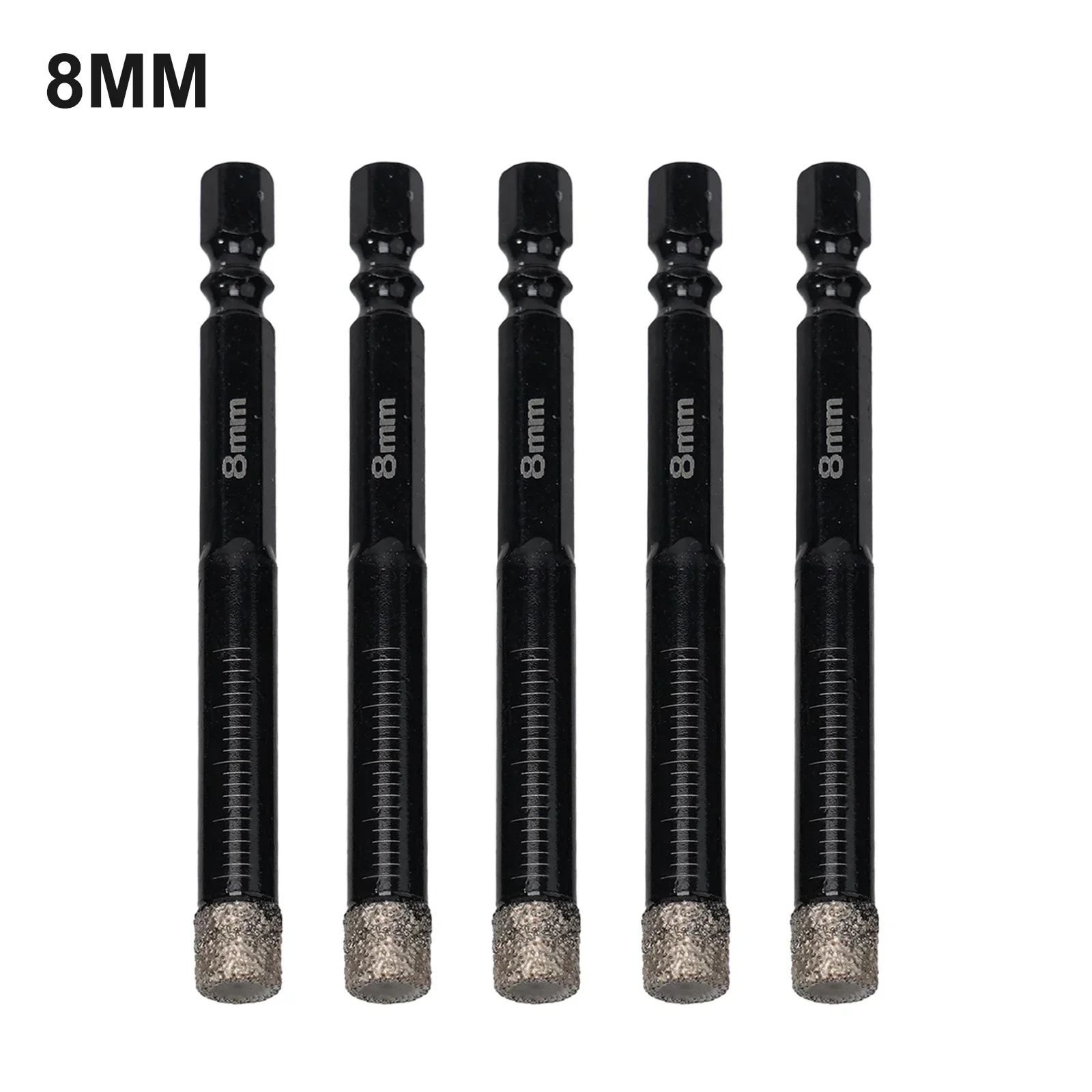 5pc 6-8mm Dry Diamond Drill Bits Set Vacuum Brazed Core Drill Bit Kit Quick Change Hex Shank For Porcelain Granite Tile Marble