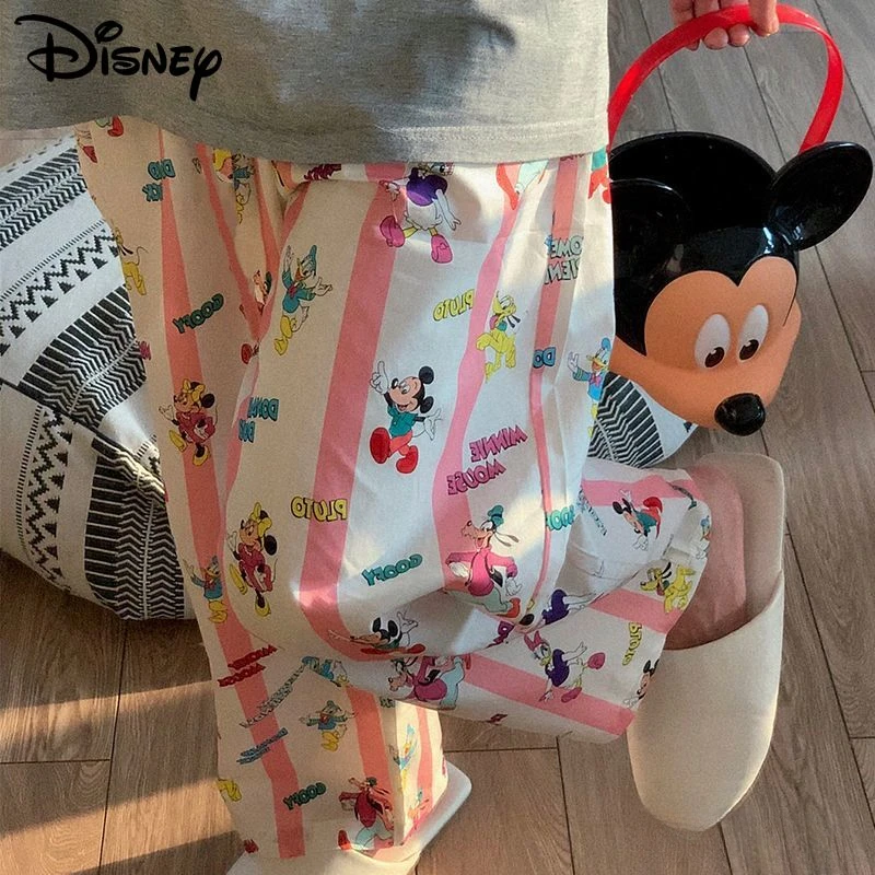 Disney Cartoon Casual Pants Y2k Girl Cute Mickey Donald Duck Print Harajuku Kawaii Trousers Women Korean Aesthetic Spring Pants