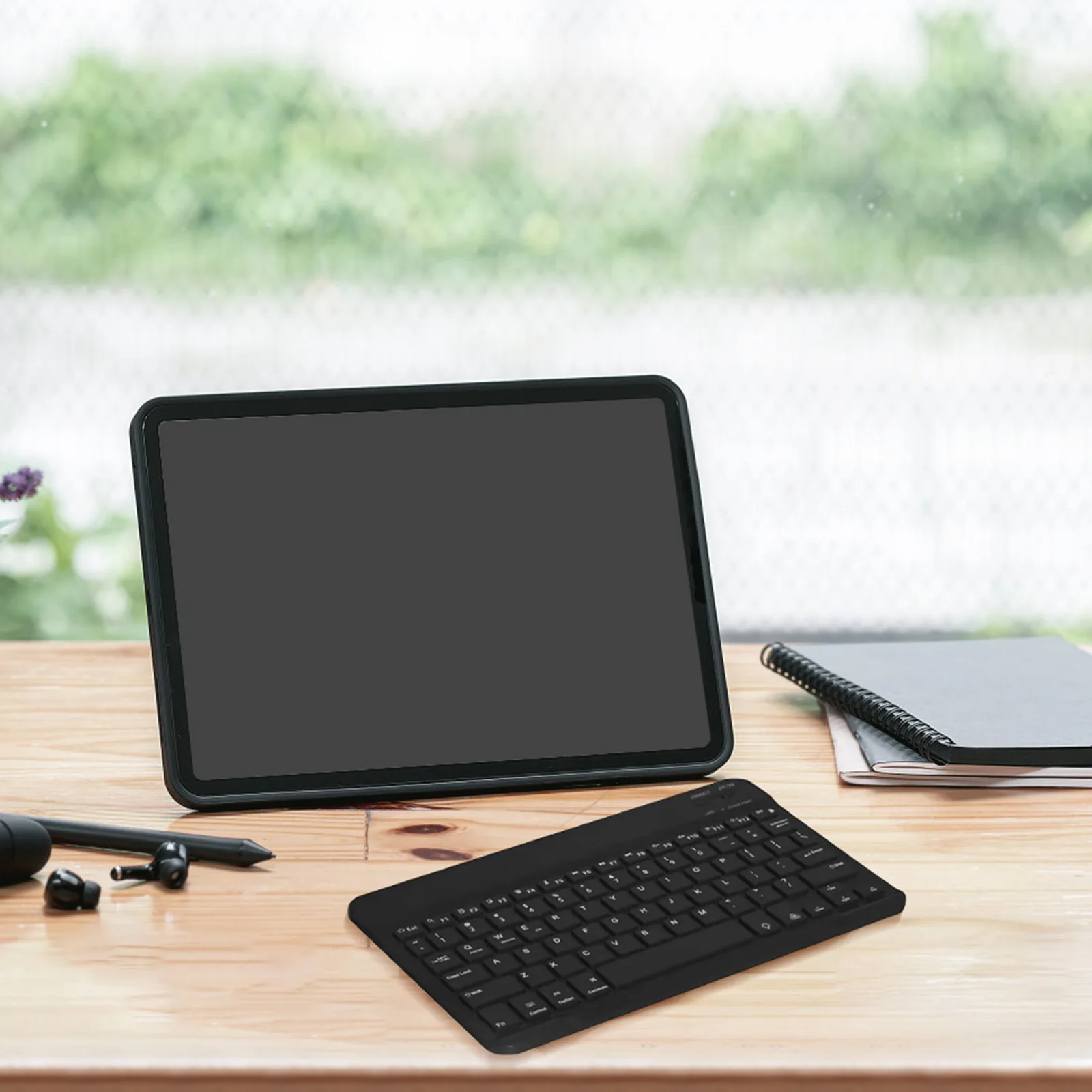 

Black 10 Inch Wireless Keyboard Backlight Rechargeable 280mAh Portable Tablet Sticker Keyboard And