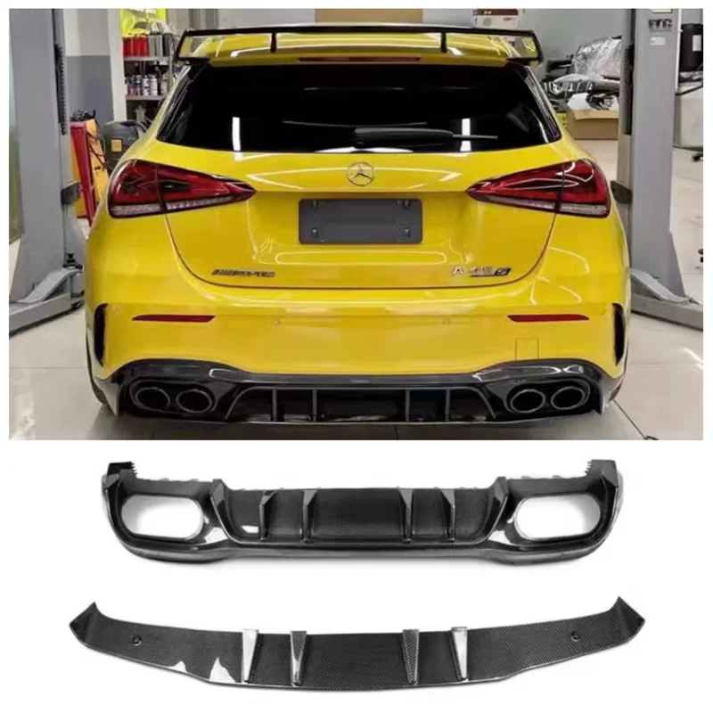 

For W177 Mercedes A-Class A220 A35 2019 2020 2021 2022 High Quality Carbon Fiber Bumper Lip Rear Diffuser Spoiler Exhaust