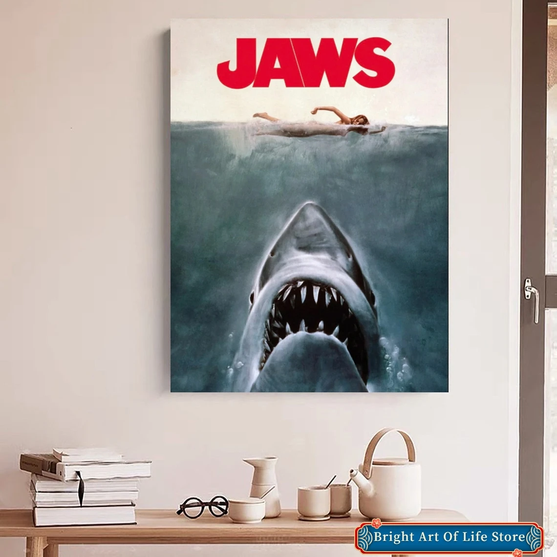 Jaws Movie Poster Canvas Poster Print Wall Painting Home Decor (Unframed)