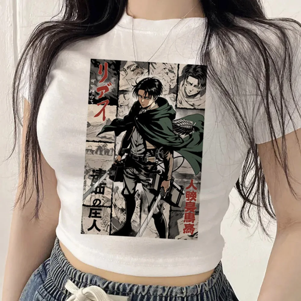 Attack on Titans crop top female clearance sales gothic korean fashion scene  tshirt cutecore jojifuku japan summer baddie