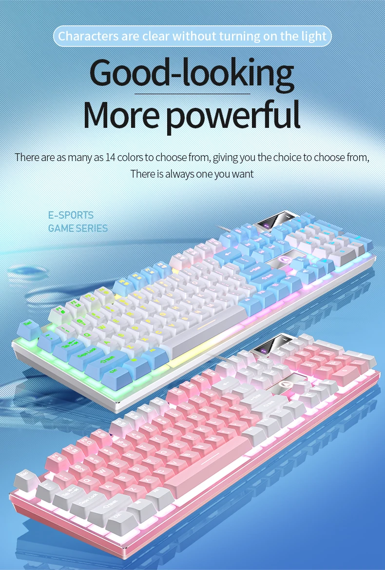 Gaming-Tastatur mit 104-Tasten, kabelgebundene Tastatur, farblich abgestimmt, Hintergrundbeleuchtung, mechanisches Gefühl, Computer-E-Sport-Peripheriegeräte für Desktop-Laptops – Detail 18