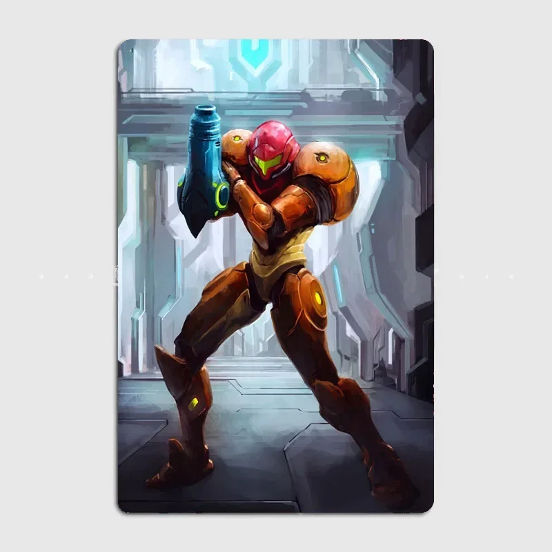 Metroid Samus Metal Sign Club Bar Plates Wall Mural Design Tin Sign Poster