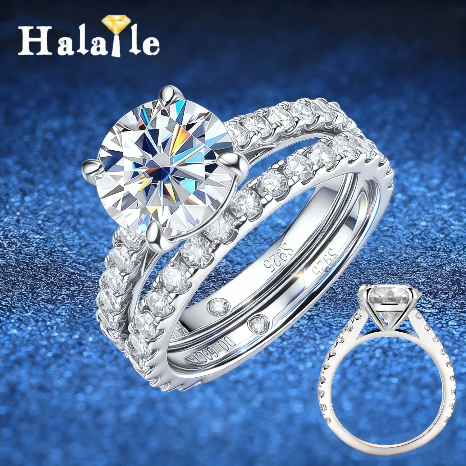 

Кольцо Halaile 3-4CT с муассанитом из стерлингового серебра S925, роскошные ювелирные изделия, штабелируемые женские свадебные классические подарки