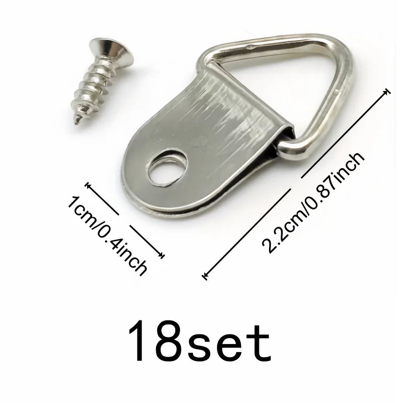 18Pcs Silver Triangle Hooks with 18 Screws, Simple Sturdy for Picture Frame Photo Home Daily Use