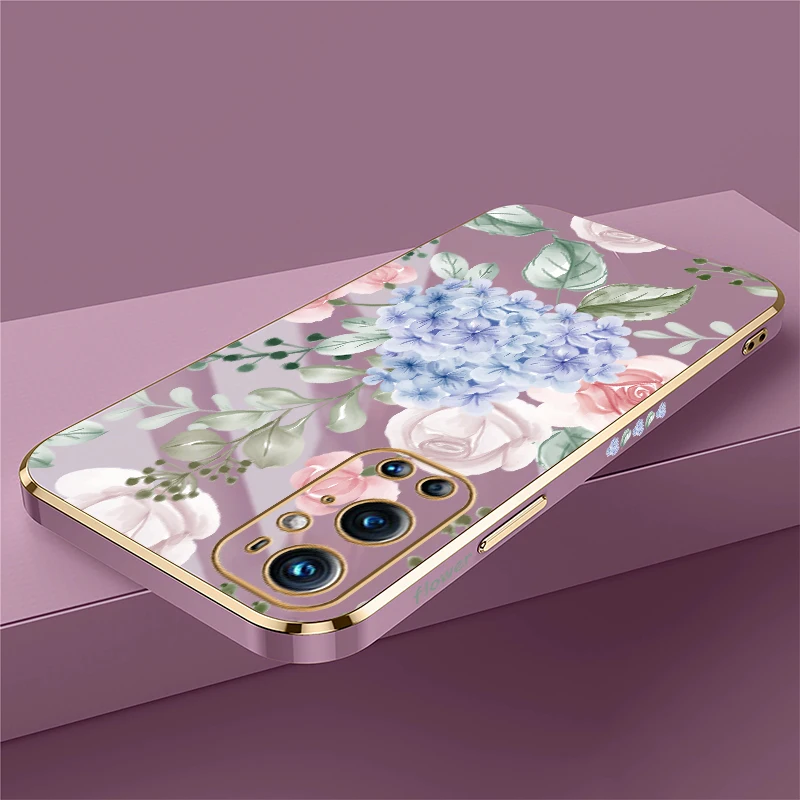 Custodia protettiva per telefono per Oneplus 8T 9 1 + 9 Nord N20 5G 3 CE 2 Lite Custodia morbida in silicone antiurto con motivo foglie di fiori