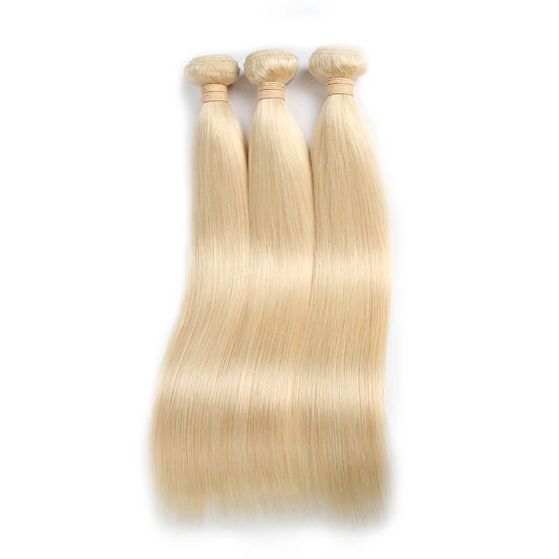 Mechones de cabello humano Rubio para mujer, extensiones de cabello Remy brasileño 613 liso, 1 unidad