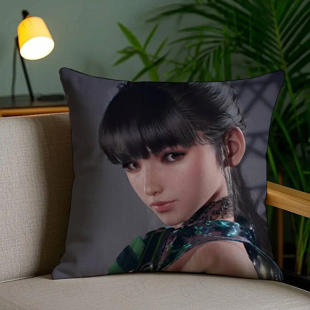 Hot Game Anime S-Stellar Blade Pillow Case Anti-dustmite Pillowcase Invisible zipper silky short plush Sofa cushion cover