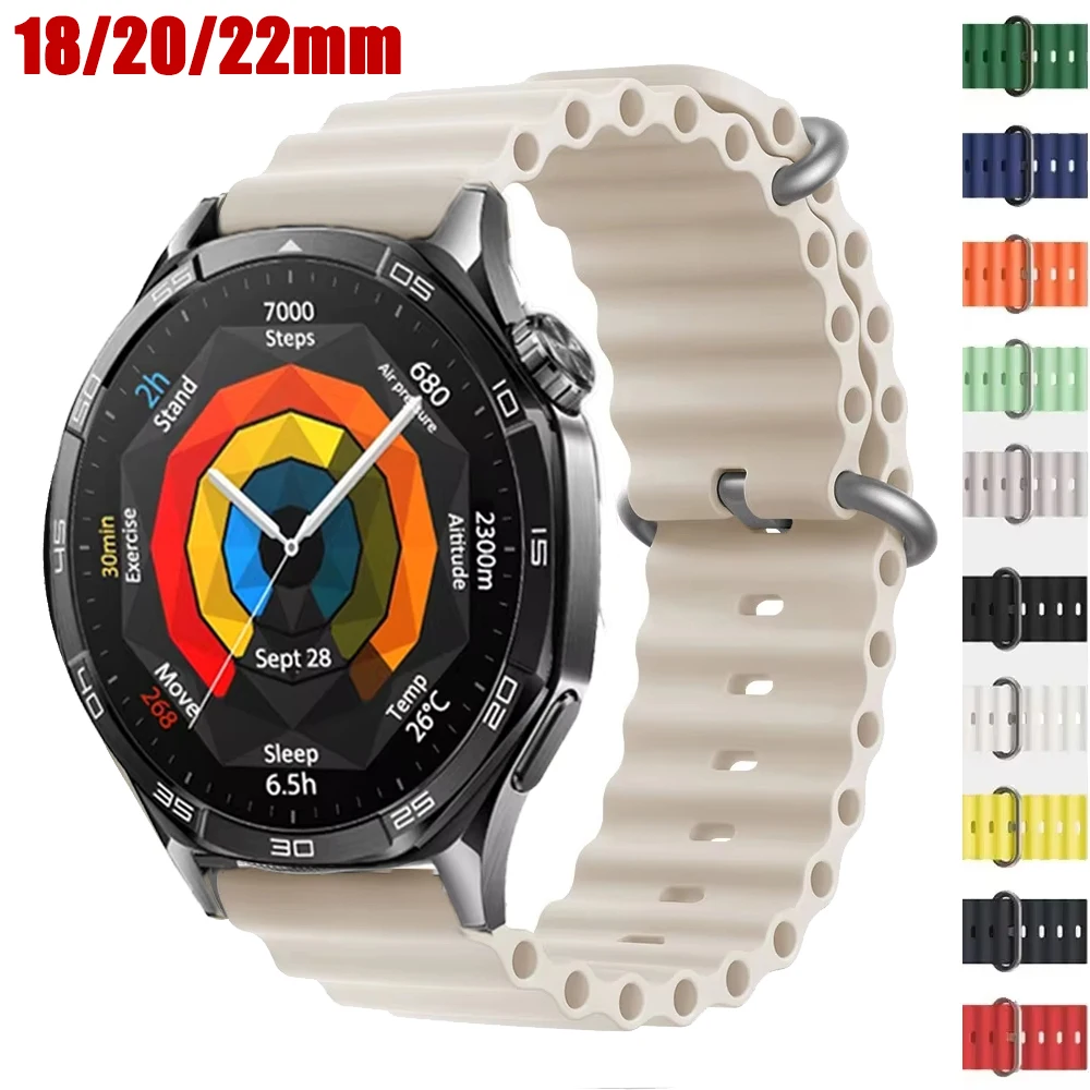 Correa deportiva de 18/20/22mm para Huawei Watch GT 5 Pro 46mm 42mm pulsera de silicona para Huawei Watch GT5 GT4 46mm 41mm