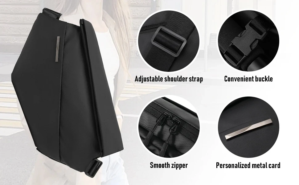 Herren Umhängetasche Wasserdichte Motorrad-Brusttasche Modische Lässige Crossbody-Schultertasche für Reisen Arbeit Telefon Zubehör Aufbewahrung – Detail 5