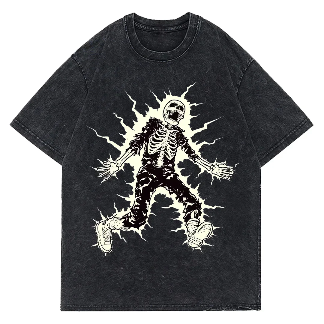 Larn About Recycling Skeleton Vintage T Shirt Oversize Tshirt Cotton T Shirt Men Y2K T-shirt Clothing Top Tee