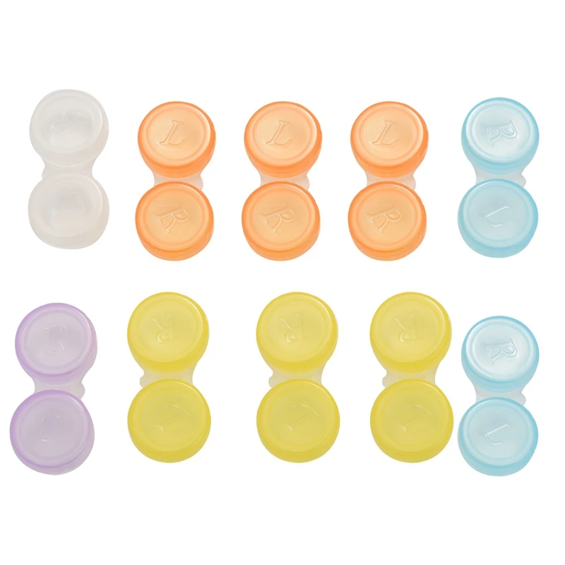 10 X Contact Lens Cases - Colour Coded L And R Soaking Storage Cases, Random Color (Multicolor)