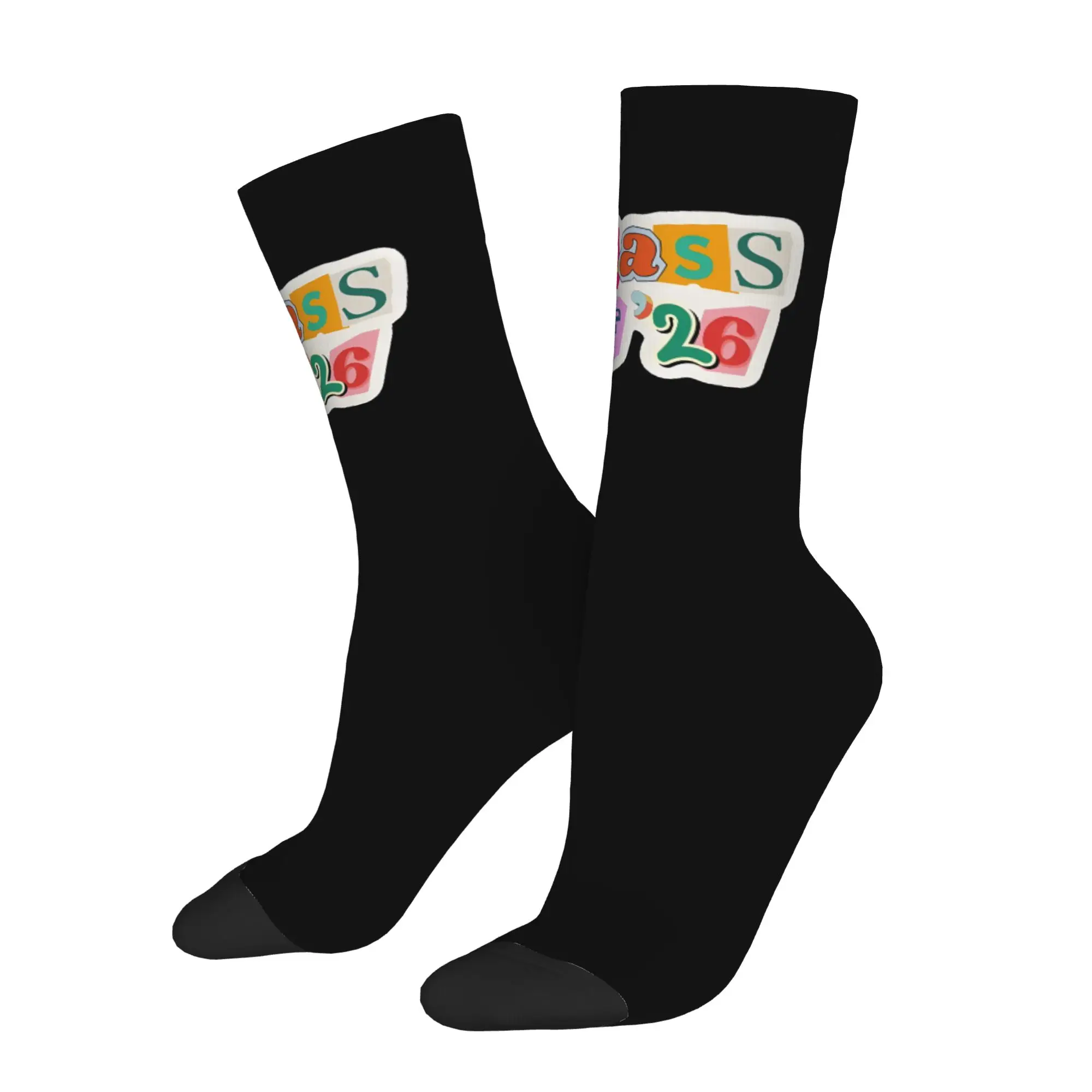 Funny Sock Graduation in 2026 Class Of '26 Harajuku Quality Pattern Printed Men Crew Socks Casual Men's Socks