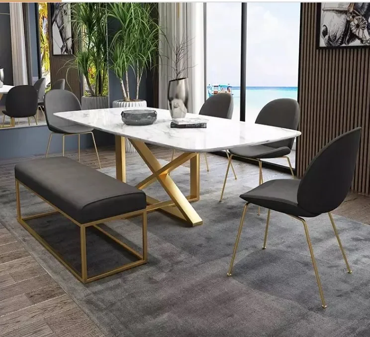 

Space saving marble restaurant dining tables sets with 6 chair