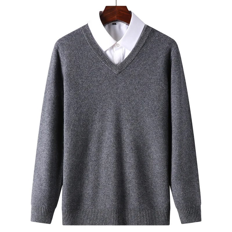 Cashmere Cotton Blend Classic V-Neck Pullover Men Sweater 2024 Autumn Winter Work Casual All-match Jumper Male Knitted Sweaters