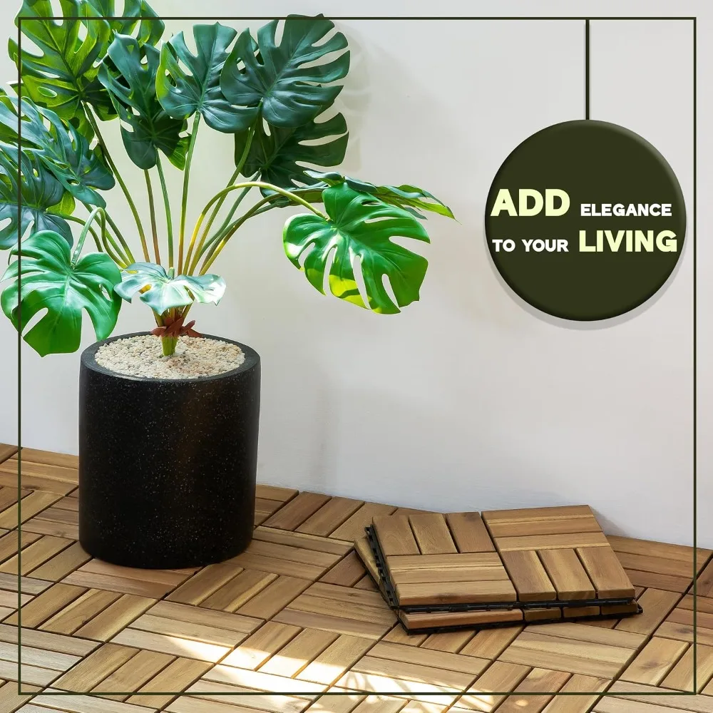 

Wood Flooring Interlocking Deck Tiles for Patio Decor 27 Pcs 12 Slats VR White Oak - Waterproof Indoor & Outdoor Decor.