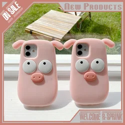 for Silicone Case Covers compatible for iPhone 6/7/8/xs/xr/xsmax/11/12/13/14/PRO/max/plus Pig Cute Cartoon comfortable