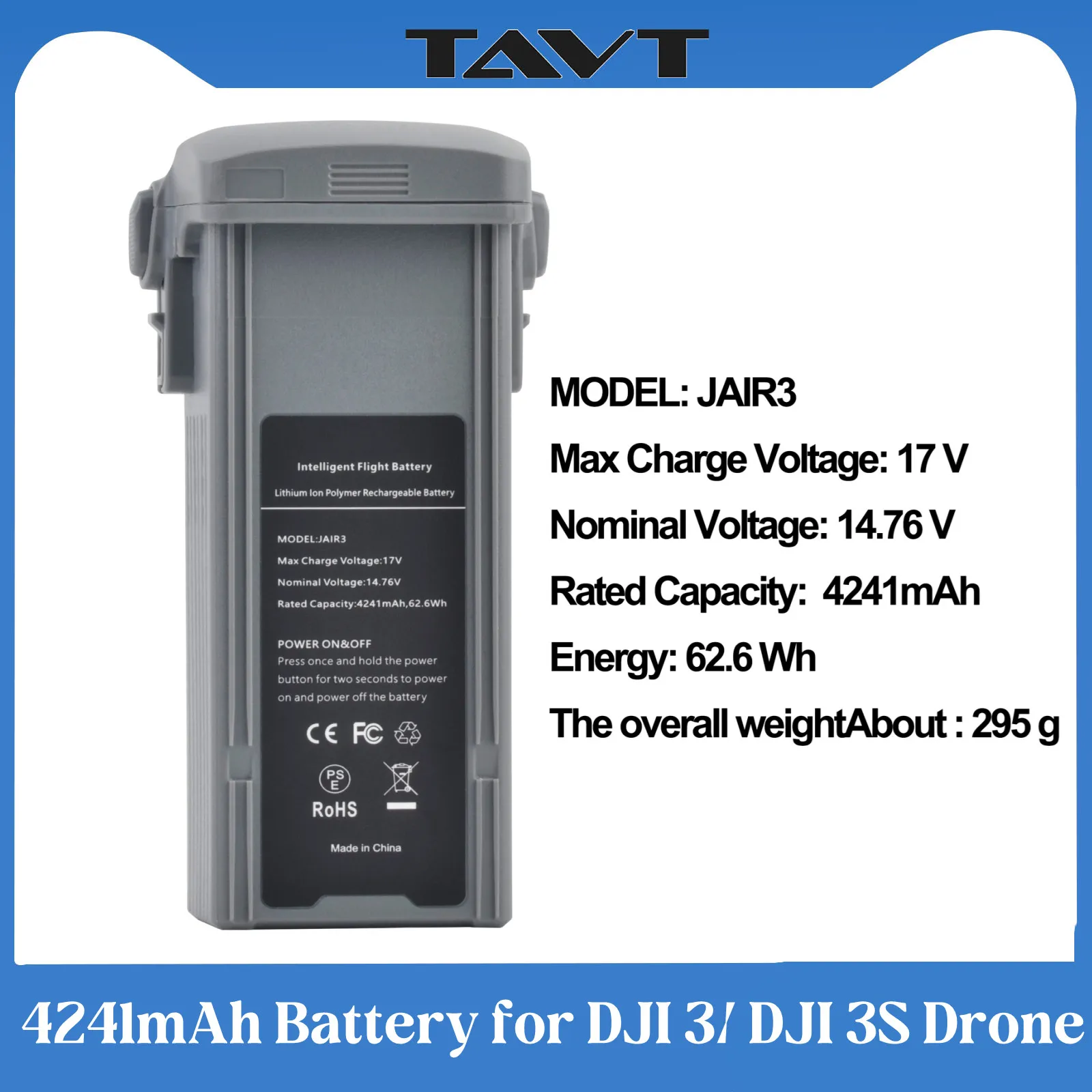 

1 шт., 4241 мАч, аккумулятор для Air 3, интеллектуальный летный аккумулятор, время полета 46 минут, совместимый с аксессуарами для дронов DJI Air3/3S
