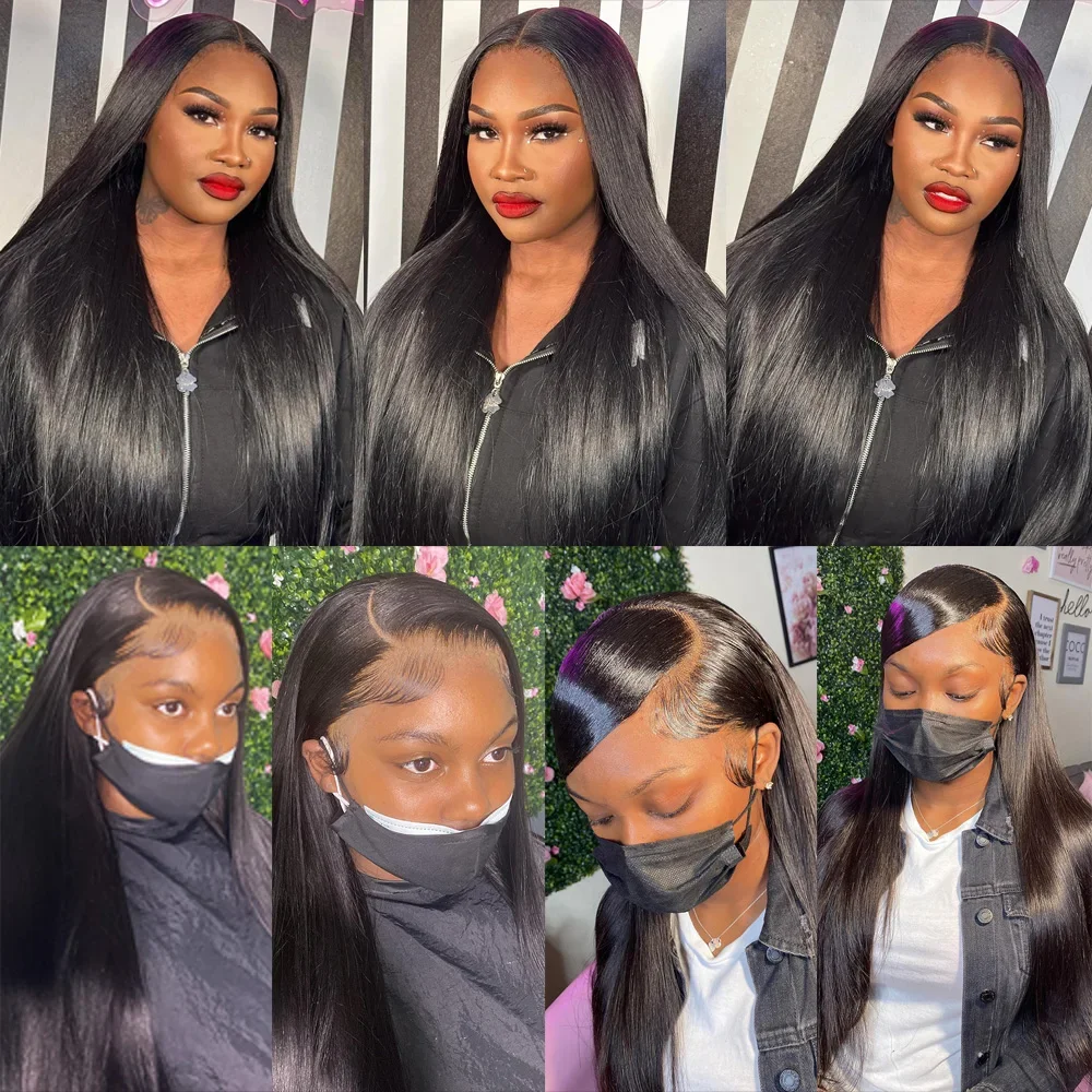Queenlike 26 Inch 13x6 HD Lace Frontal Human Hair Wigs Straight Remy Hair Frontal Wigs Human Hair Natural Black For Women