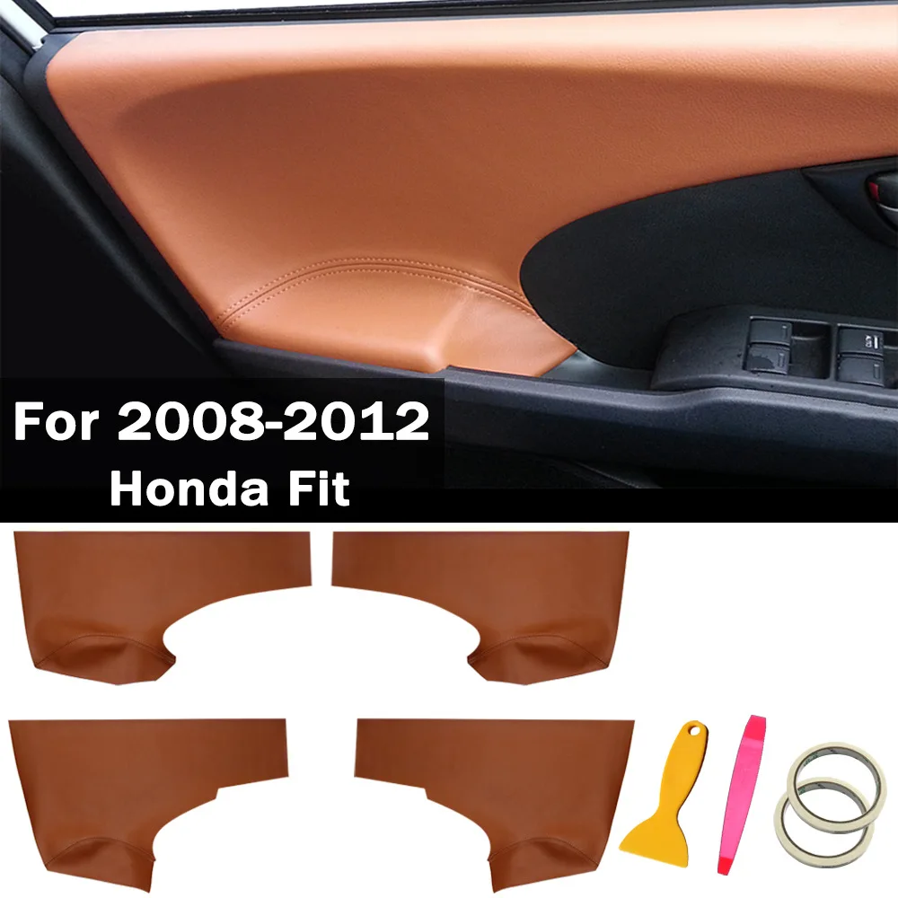 

FOR 08-13 Honda Fit II Car door panel leather cover Door panel decoration renovation leather cover Automotive Interior