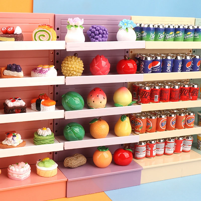 1PC Dollhouse Supermarket Display Shelf Dollhouse Simulated Snack Cabinet Dolls House Accessories