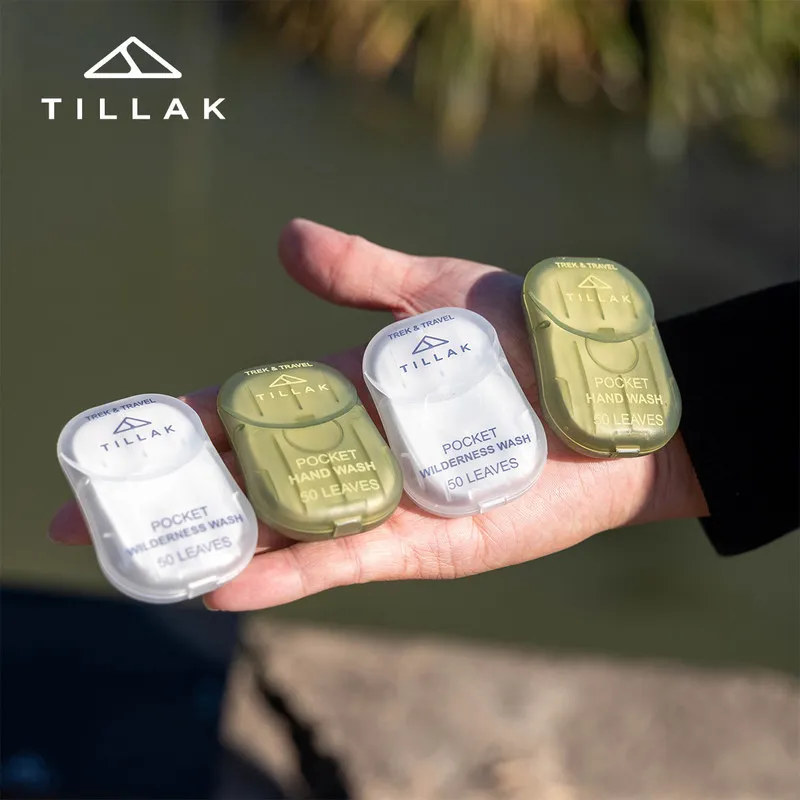 

Мыльные листы Tillak Pocket для мытья рук, 50 штук, для использования на улице, в походах, кемпинге, рыбалке, деловых поездках, для мытья рук и посуды.