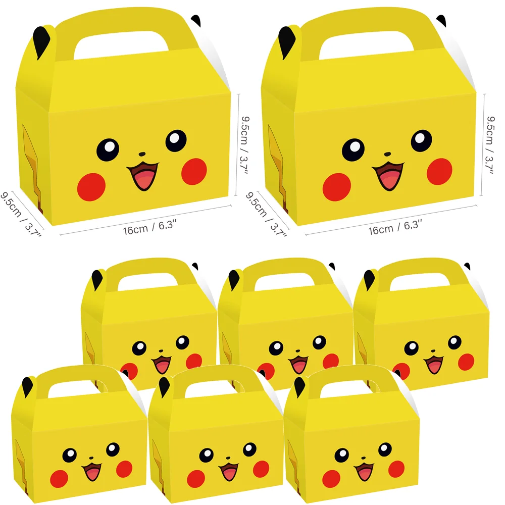 Pokemon Birthday Party Supplies Pikachu Theme Candy Boxes Snack Goody Cardboard Boxes Gifts Favors Bags for Kids Baby Shower