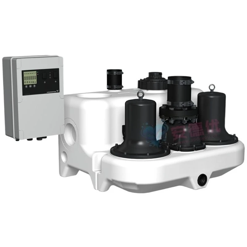 Dual-pump lifting station for wastewater pumps in multi-household residential and commercial buildings