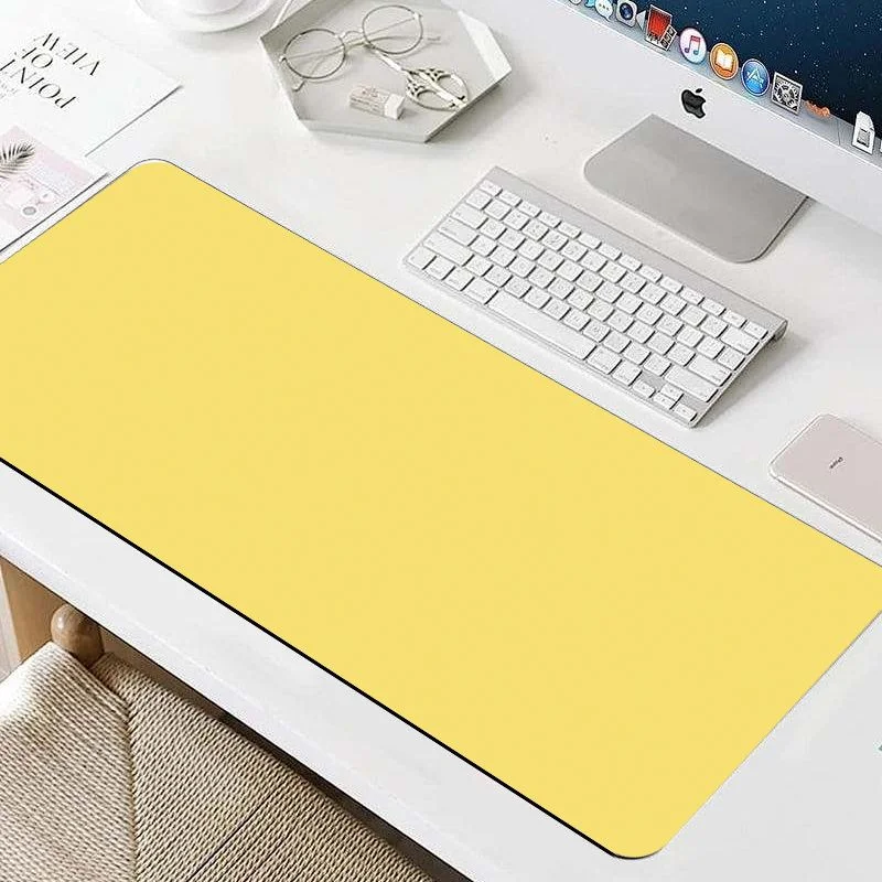 VIKAMA Solid Mustard Yellow Large Mouse Pad Non Slip Waterproof Keyboard Desk Mat Simple Office Laptop Desk Protector Pad Rug