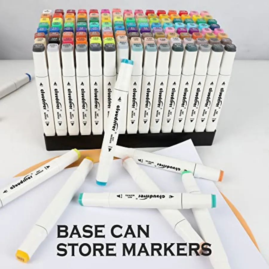 Cloudriver 120 couleurs marqueurs à alcool double pointe ensemble de marqueurs artistiques permanents pour adultes marqueurs à base d'alcool idéal pour la coloration Dra