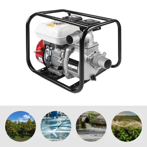 Petrol Water Pump,2 Inch Intake and Outlet Connection 4 Stroke 6.5HP Engine 7m Suction Head,210CC Dirty Water Garden Pump