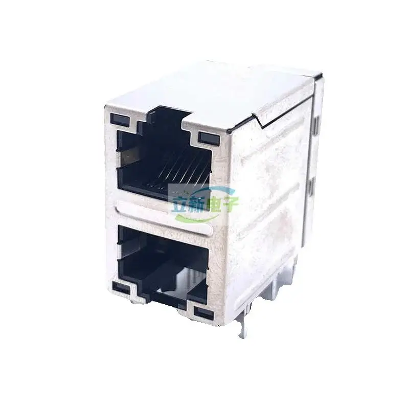 2pcs/ JFM38A1B-EL01-4F double layer RJ45 with lamp and gigabit port filter