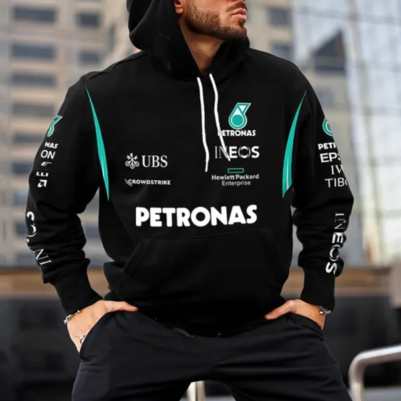 New Autumn And Winter F1 Racing Long Sleeved Hooded Men'S Women'S Outdoor Motorcycle Riding Clothes Mercedes 3D Thin Pullover