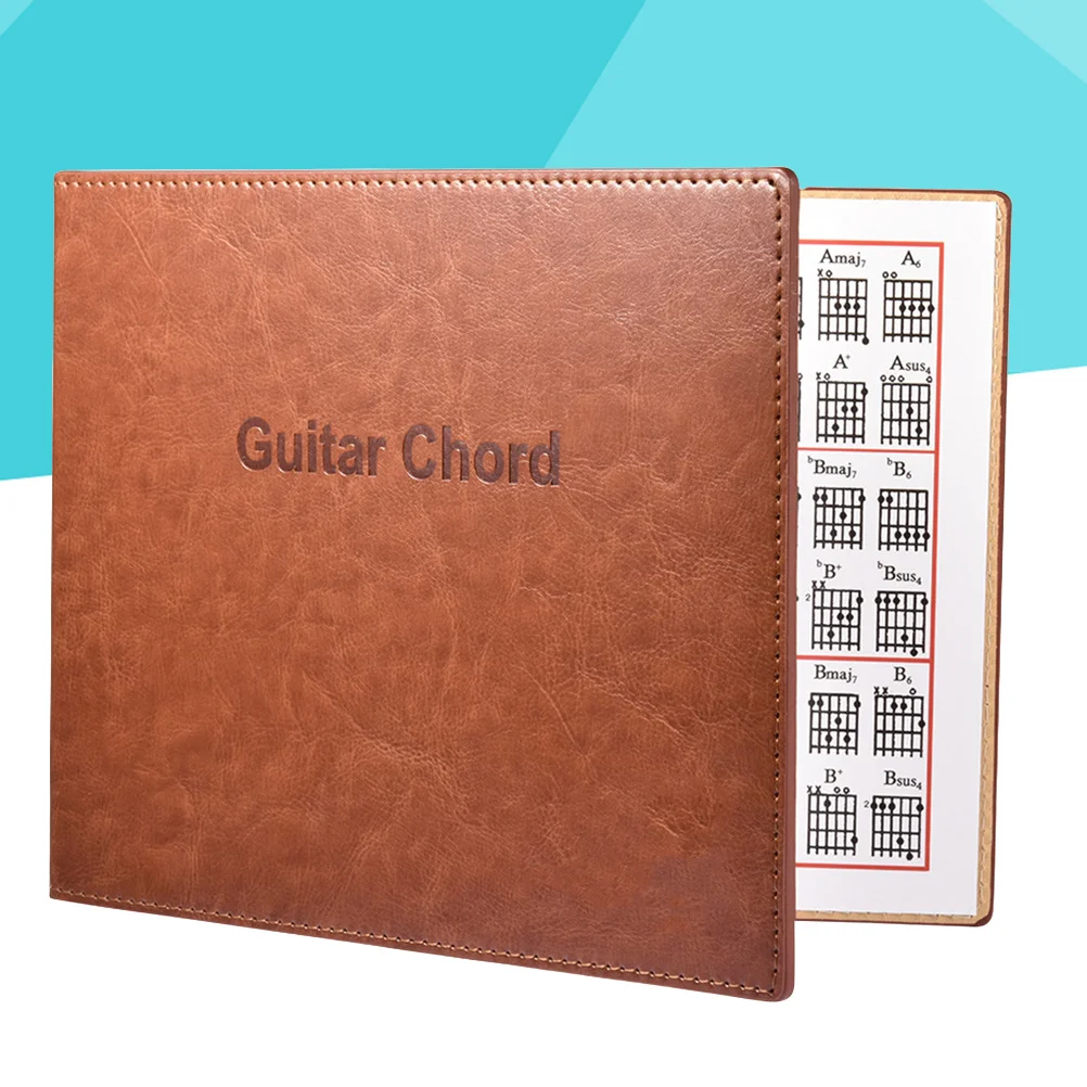 

1Pcs Guitar Chord Book Brown Updated Revised Easy Carry Essential for Music Students Folk Music Instrument Notebook