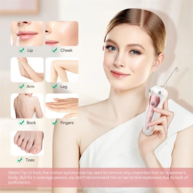 Electric Body Hair Remover Cotton Thread Epilator Leg Arm Shaver Lady Beauty Neck Threading