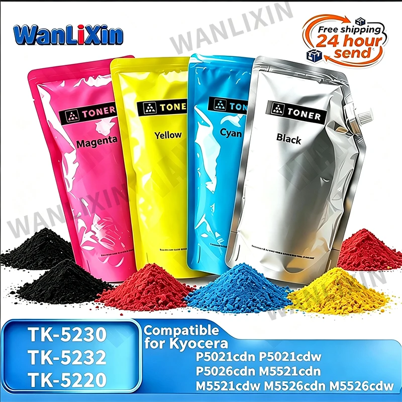 500g/1kg TK 5230 5232 5220 TK5230 Color Toner Powder For Kyocera P5021cdn P5021cdw P5026cdn M5521cdn M5521cdw M5526cdn M5526cdw