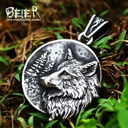 Beier Wholesale Stainless Steel Punk good detail Animal Jewelry Emboss Eagle head Pendant necklace For Man BP8-653