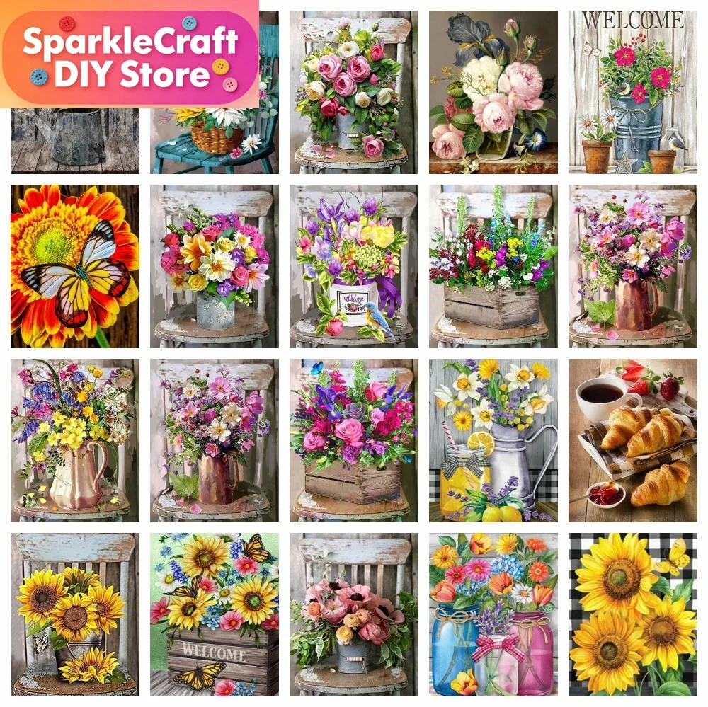 

1pc frameless Diamond Painting Flower Rose Cross Stitch Handmade Rhinestones 20x30cm Embroidery Sale Floral Home Decor 30x40cm