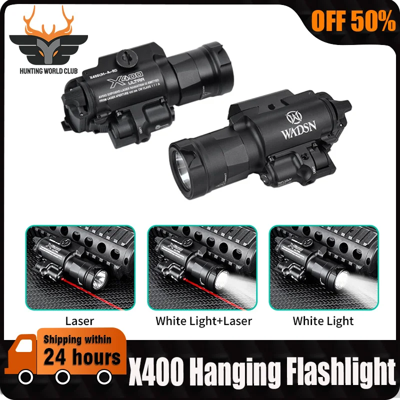 

WADSN X400 Metal Hanging Flashlight X400UH-A Red Dot Laser Pisto Light White LED Scout Lamp Hunting Airsoft Weapon Accessories