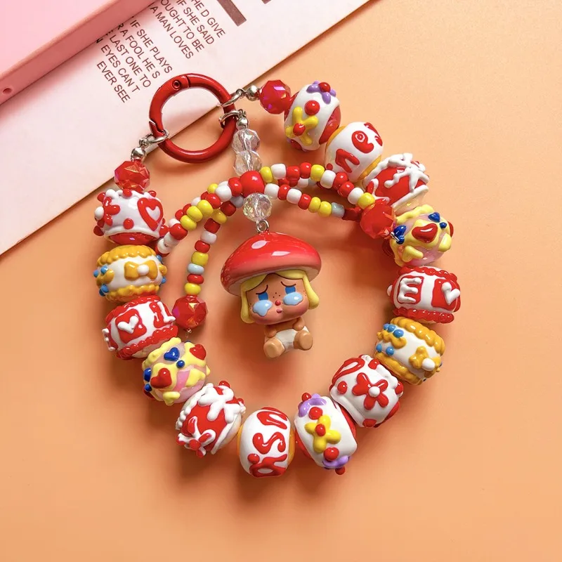 Mobile Phone Lanyard Mushroom Elf Series Hand-painted Beads Beaded Doll Pendant Girls Gift Mobile Phone Chain