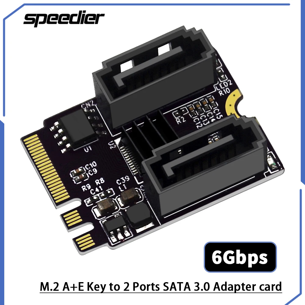 

M.2 NGFF Key A+E WIFI to SATA 3.0 Dual Ports Expansion Adapter Converter Card JMB582 M2 SATA3.0 Extended Add On Cards