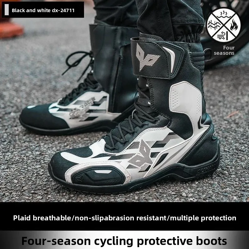 

DUHAN Motorcycle Riding Boots Summer Breathable Motorcycle Anti Fall and Wear-resistant Knight Racing Boots All Seasons