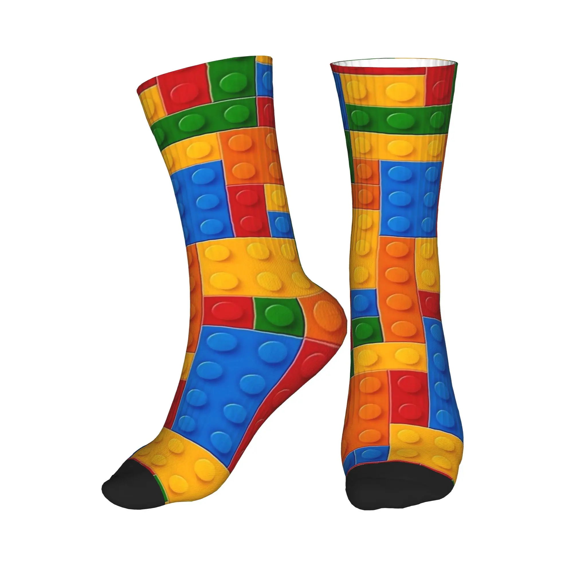 Building Blocks Toy Pieces Print Stockings  Design Trendy Socks Spring Anti Bacterial Socks Adults Men Climbing Soft Socks