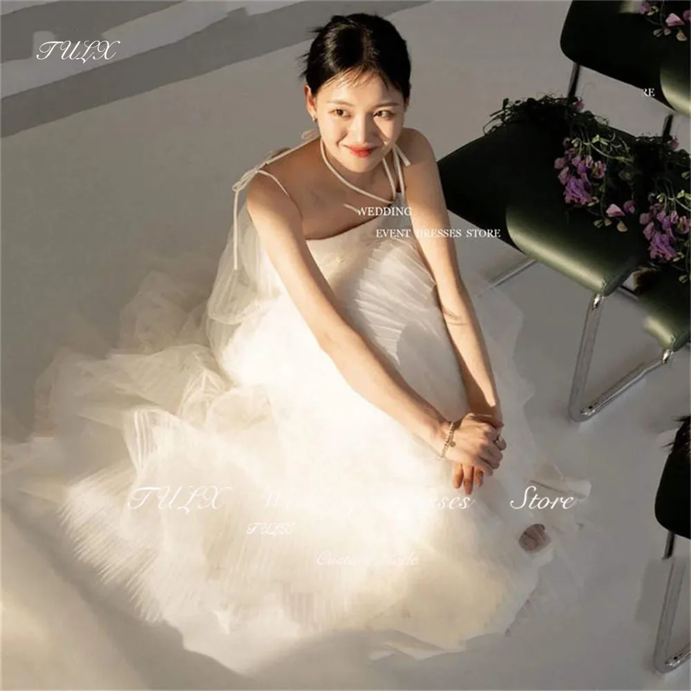 TULX Korea Weeding Evening Dresses Fairy Tulle Floor Length Formal Party Prom Gown Women Boat Neck Wedding Photos Shoot 2025