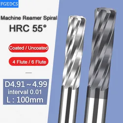 Carbide Machine Reamer Spiral Flute 4.91 4.92 4.93 4.95 4.96 4.97 4.98 4.99 Metal Cutter CNC Chucking Reamer Cutting Tools 100MM