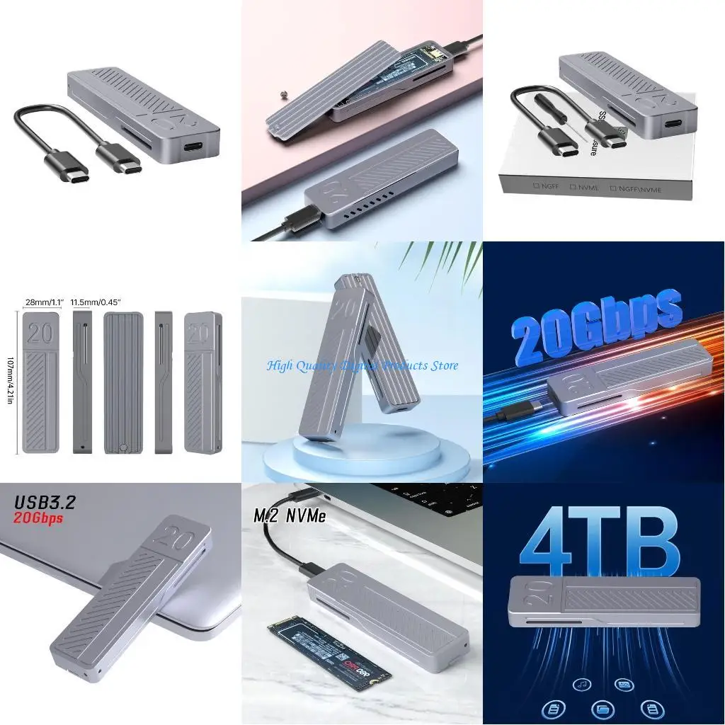 

U2JE M.2 NVME SSD CASE Aluminum сплав в корпусе Typec USB3.2 20 Гбит / с быстрое SSD -коробка