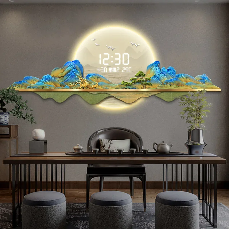 

Modern Wall Clock Luminous Led Clock Large Decor Wall Art Elegant Room Aesthetic Decoration Living Room Luxurious Objects